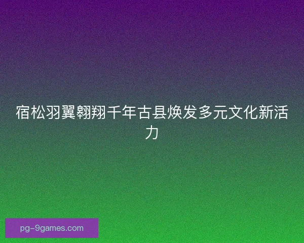 宿松羽翼翱翔千年古县焕发多元文化新活力
